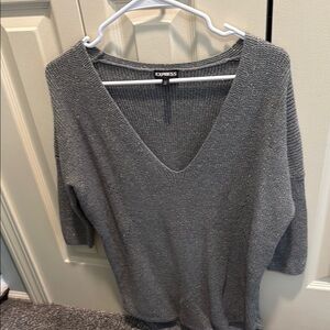 Express Gray V-Neck Sweater with shimmer ✨